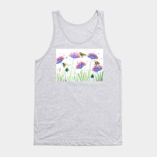 Bumble bees and Blue and Purple Flowers Tank Top